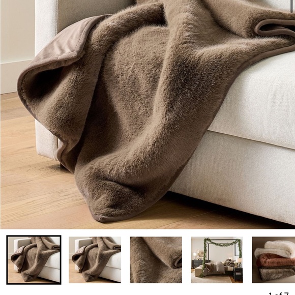 Pottery Barn Cozy Brown Throw Blanket - Picture 2 of 3